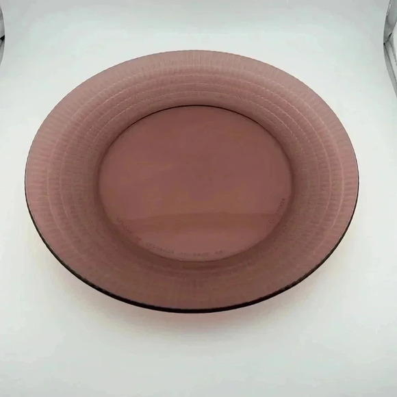 Vintage Fortecrisa Amethyst Purple Plum Glass Dinner Plates Mexico Ribbed Set/6 - Picture 7 of 15